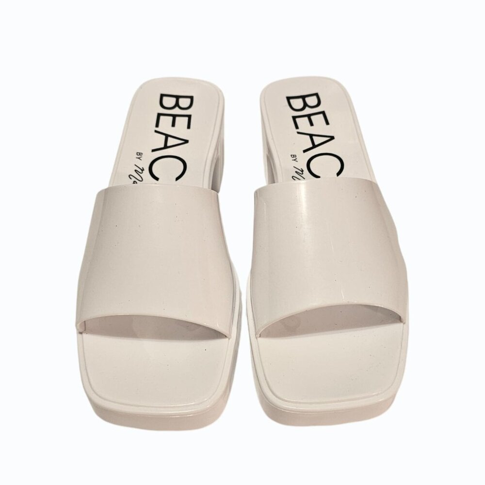 Matisse Beach White Wade Heeled Sandals Size 9M EUC 2.25" Heels - Picture 3 of 12
